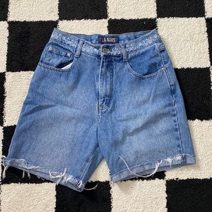 embroidered size 8 blue denim shorts